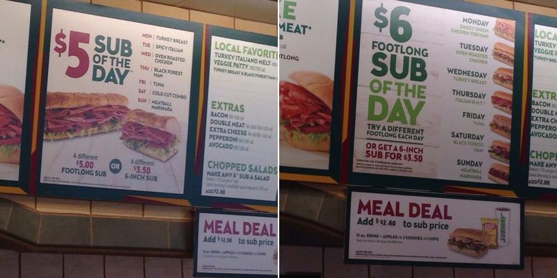 Subway Menu