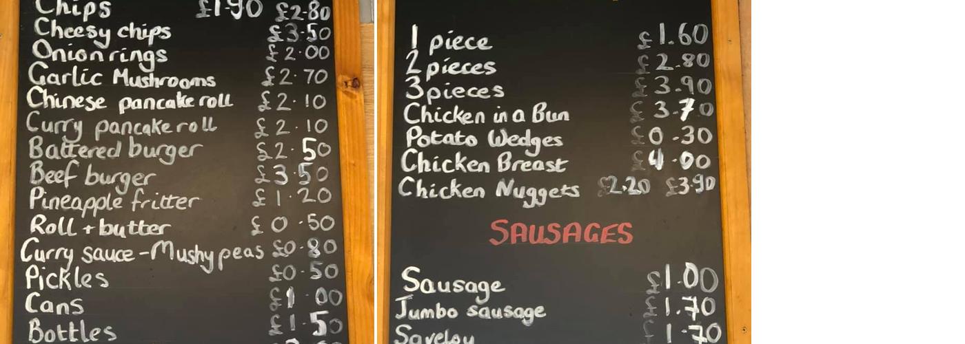 Grays Fish and Chips Menu