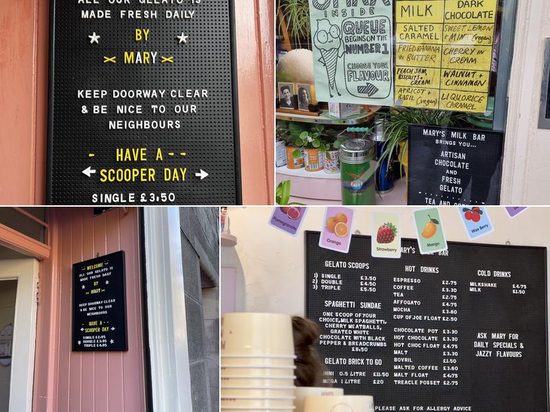 Mary's Milk Bar Menu