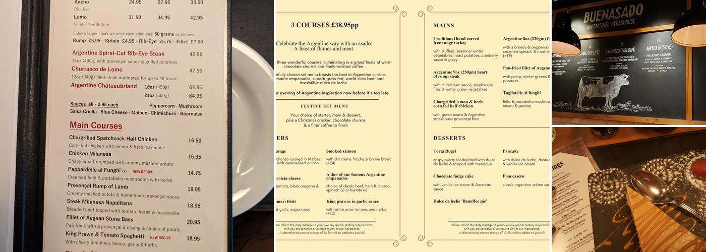 Buenasado Argentine Steakhouse Menu