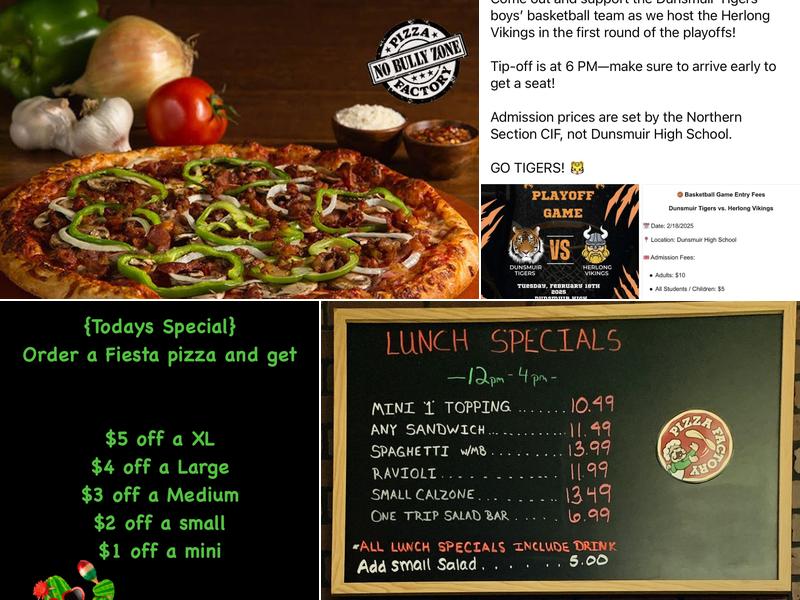Pizza Factory Menu