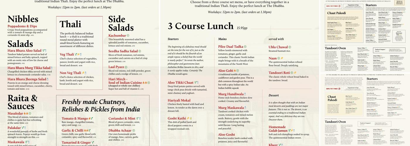 The Dhabba Menu