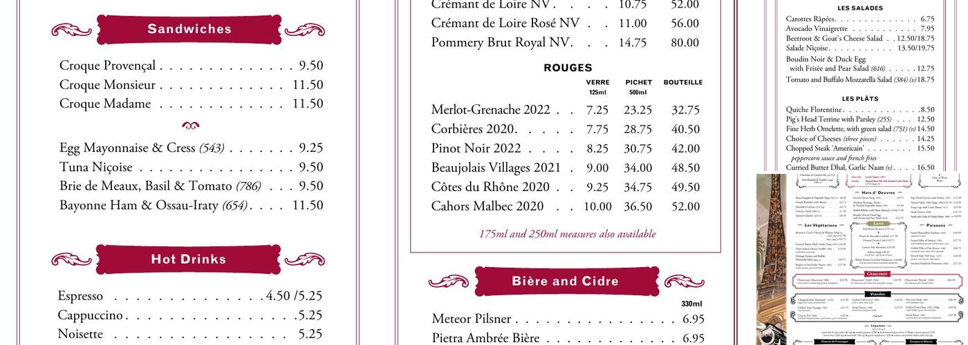 Brasserie Zédel Menu