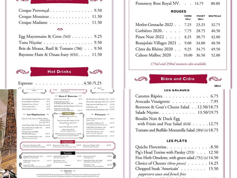 Brasserie Zédel Menu