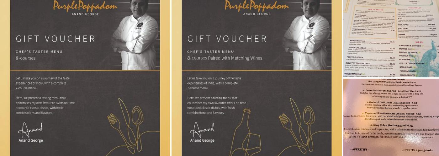 Purple Poppadom Menu