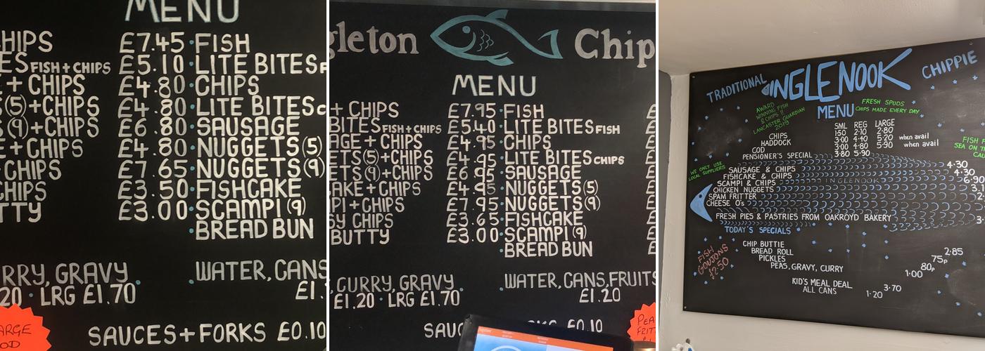 Ingleton Chippy Menu