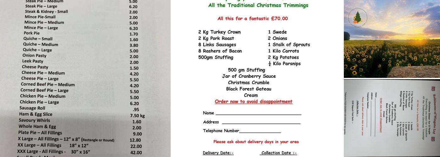 Robinson Butchers Menu