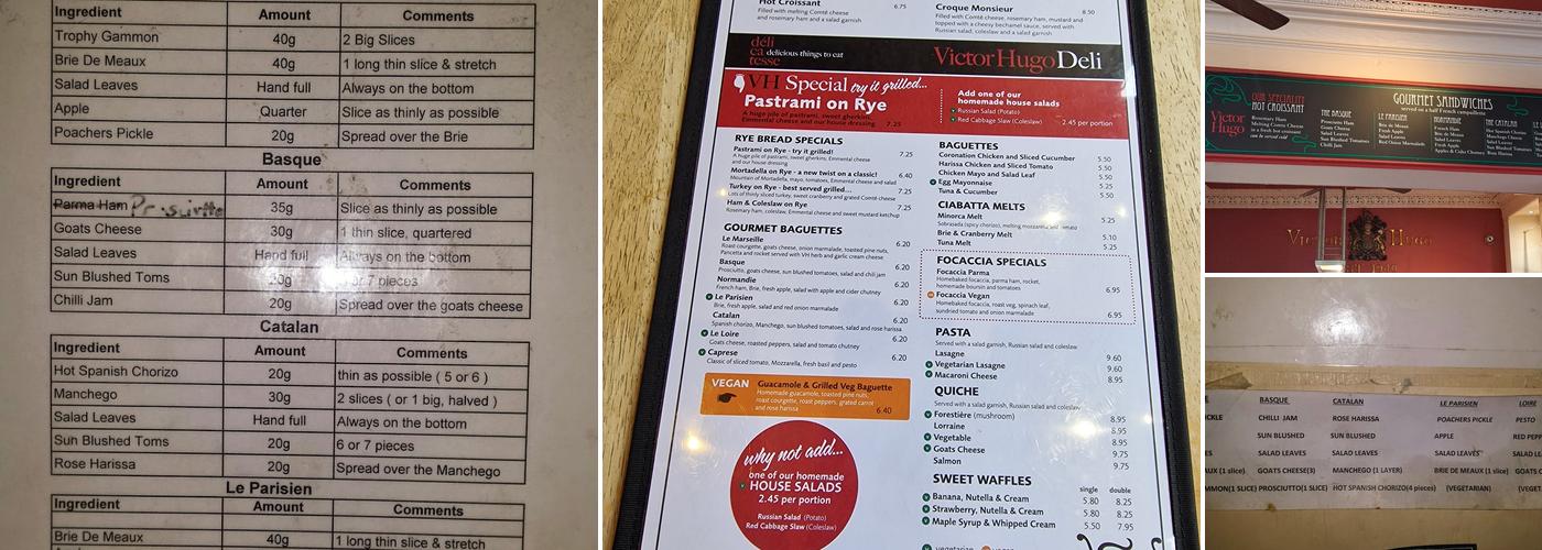 Victor Hugo Deli - Meadows Menu