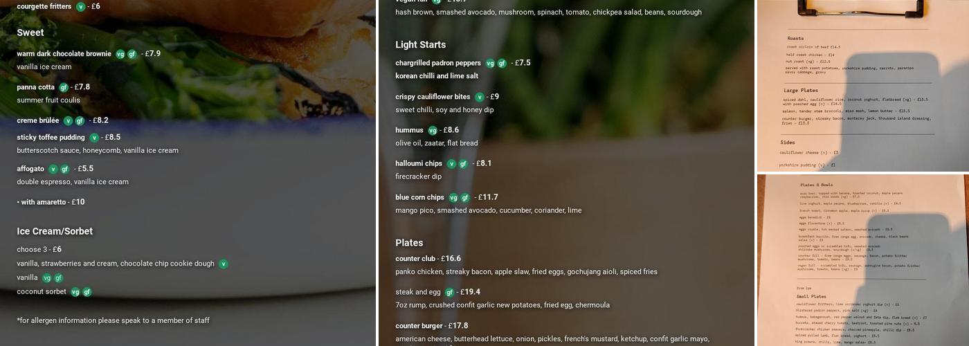 The Counter House Menu