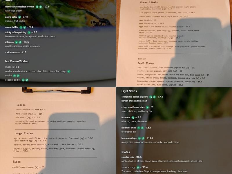 The Counter House Menu