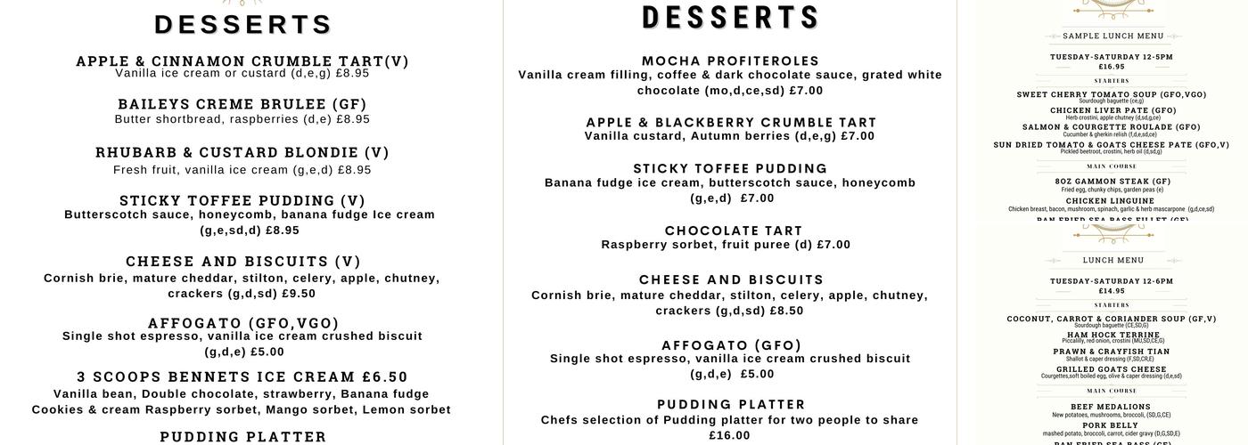 Boutique By Browns Menu