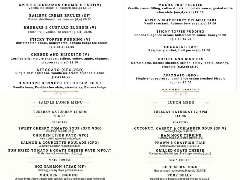 Boutique By Browns Menu