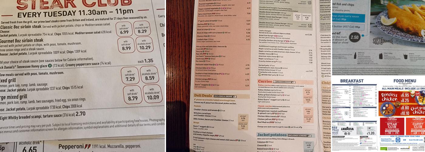 The Joseph Bramah - JD Wetherspoon Menu