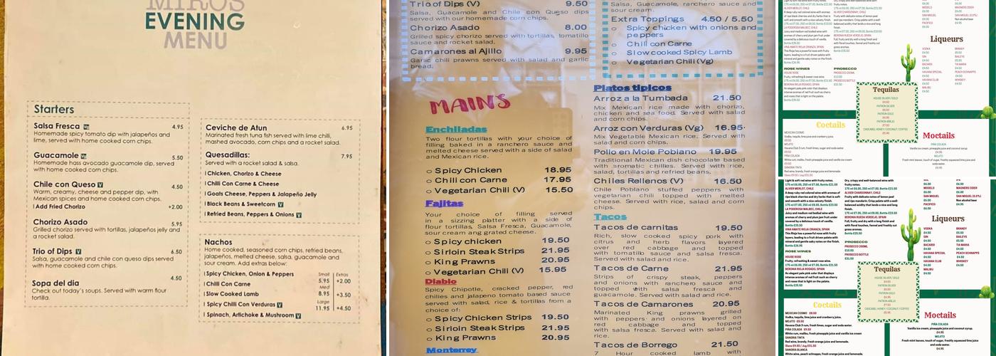 Miros Cantina Mexicana Menu