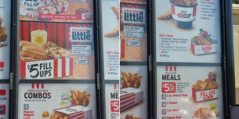 KFC Menu