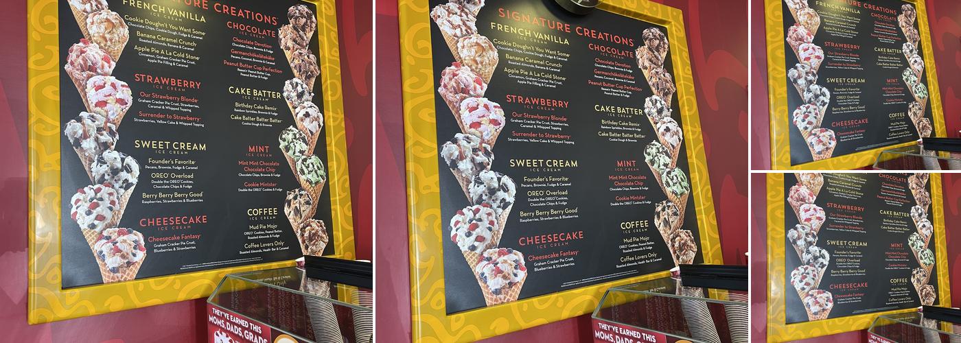 Cold Stone Creamery Menu
