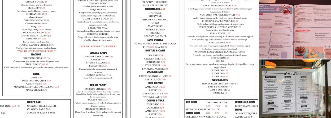Scran Bistro Menu