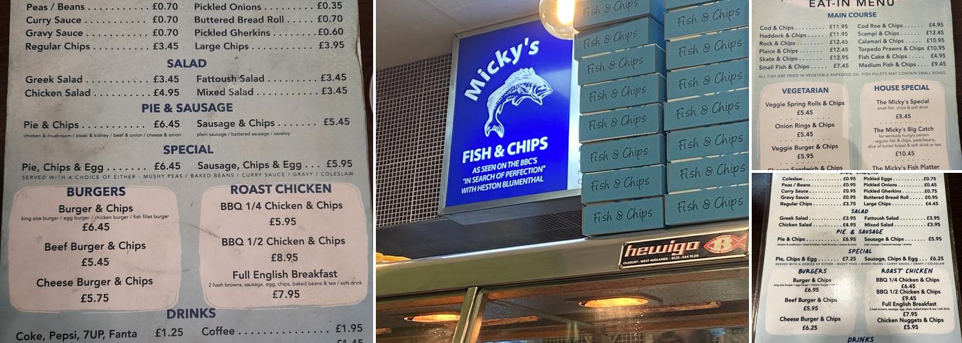 Micky's Fish & Chips Menu