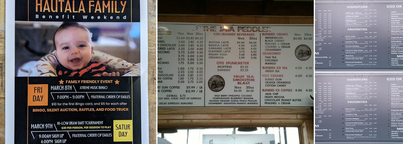 Java Peddler Menu
