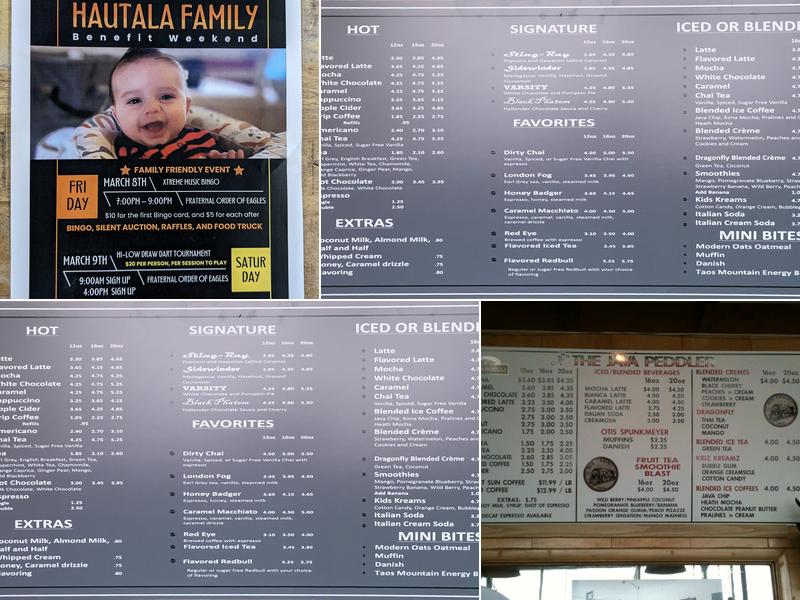Java Peddler Menu