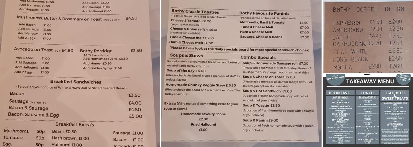The Bothy Shipley Menu
