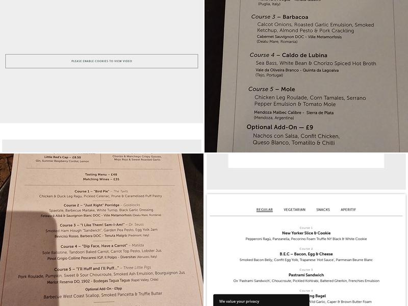 Six by Nico London Menu