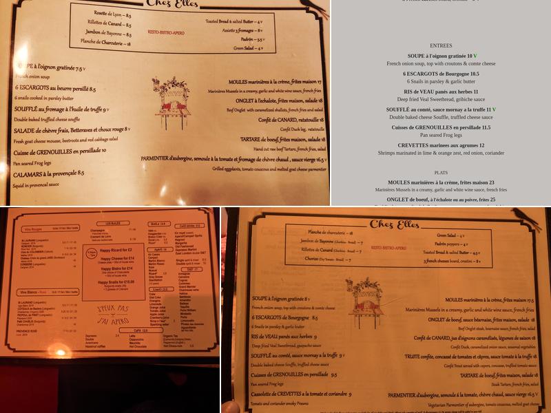 Chez Elles Bistroquet Menu