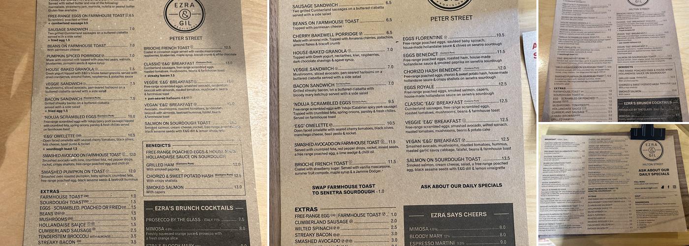 Ezra & Gil Menu