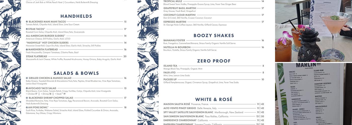 Tommy Bahama Marlin Bar & Store Menu