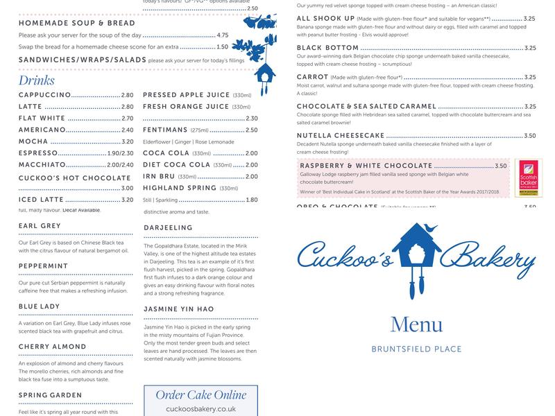 Cuckoo's Bakery Menu