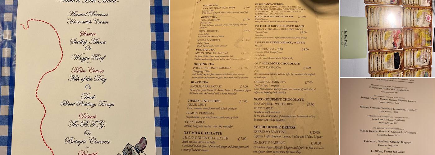 The Fat Duck Menu
