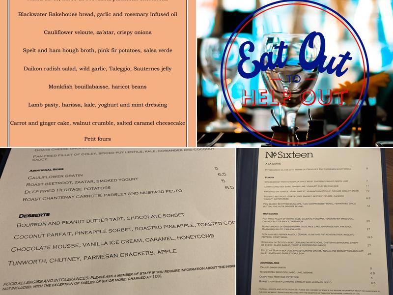 Number 16 Restaurant Menu