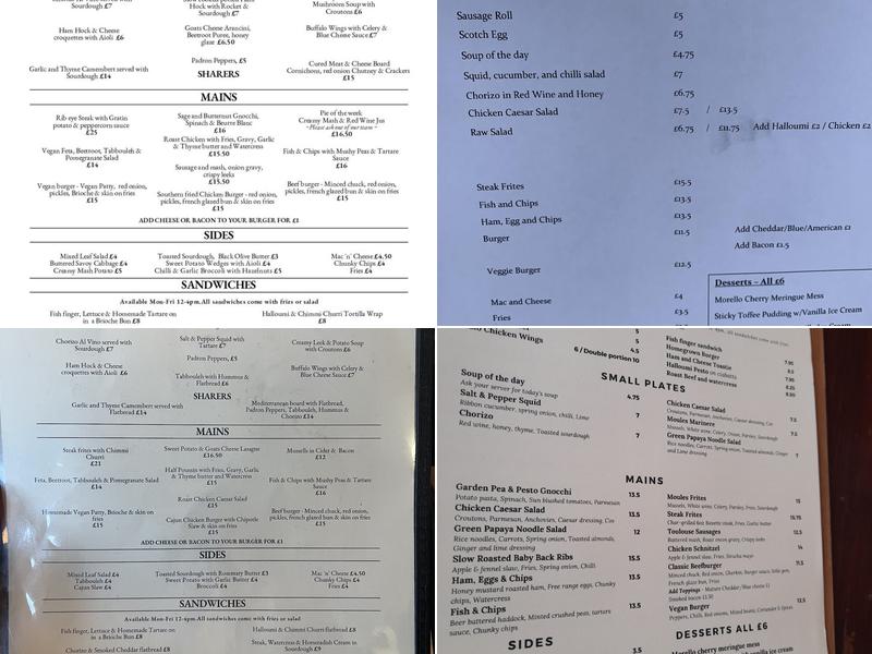 The Carlton Tavern Menu