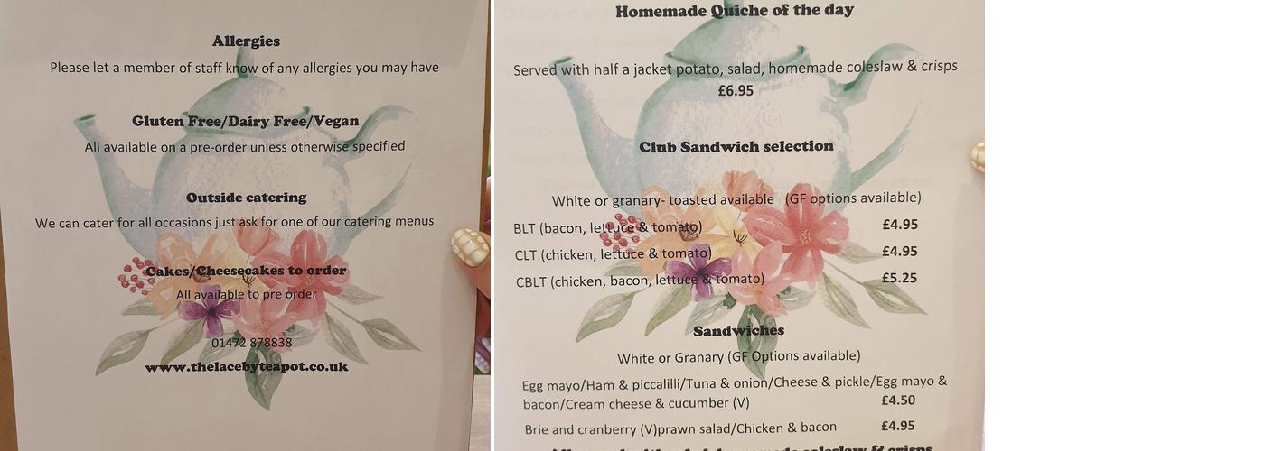 The Laceby Teapot Menu