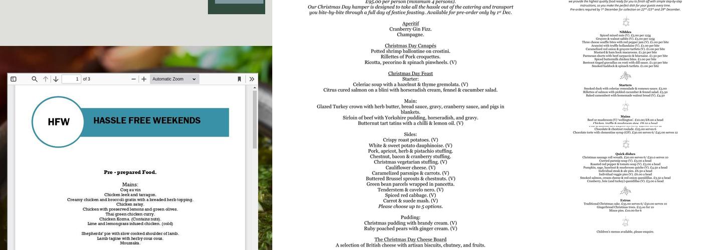 Hassle Free Weekends - Wedding & Event Catering Menu