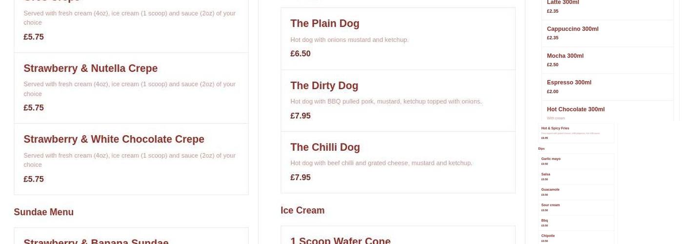 Joey's Waffle House Menu