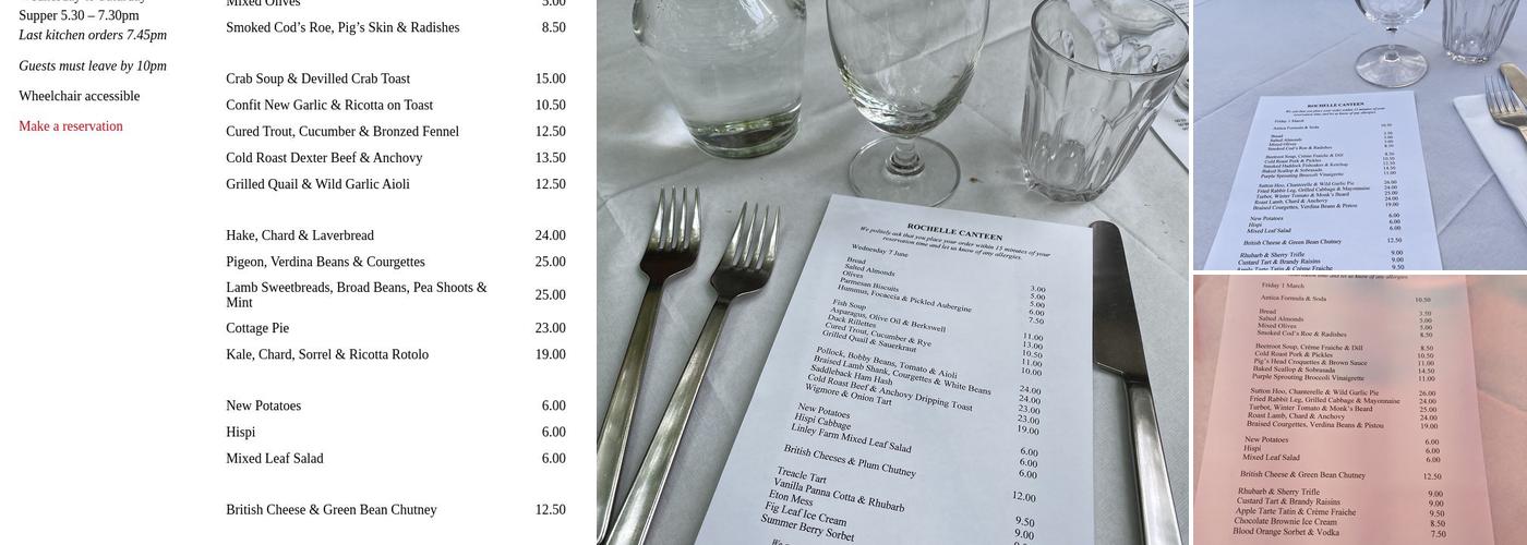 Rochelle Canteen Menu