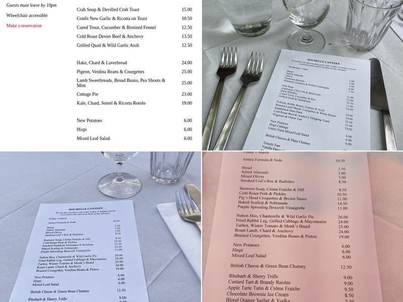 Rochelle Canteen Menu