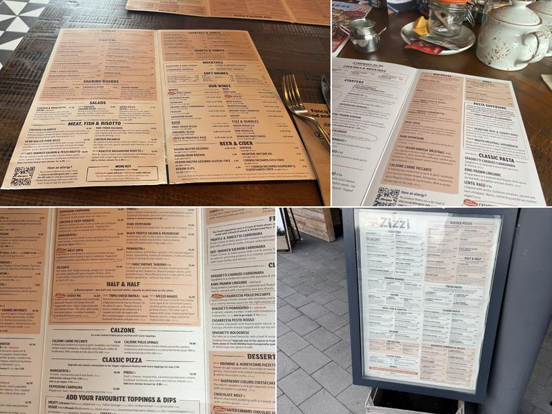 Zizzi - Rushden Lakes Menu