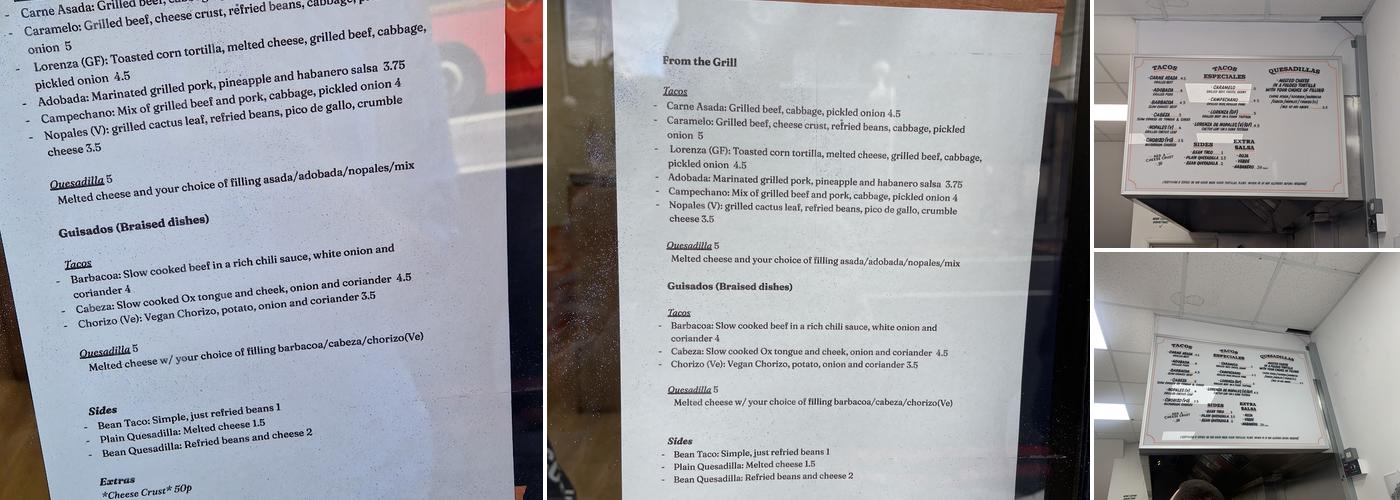 Sonora Taquería Menu