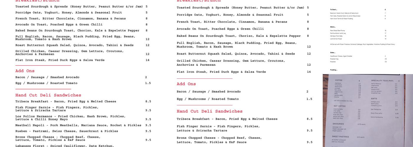 By The River Brew Co. Menu