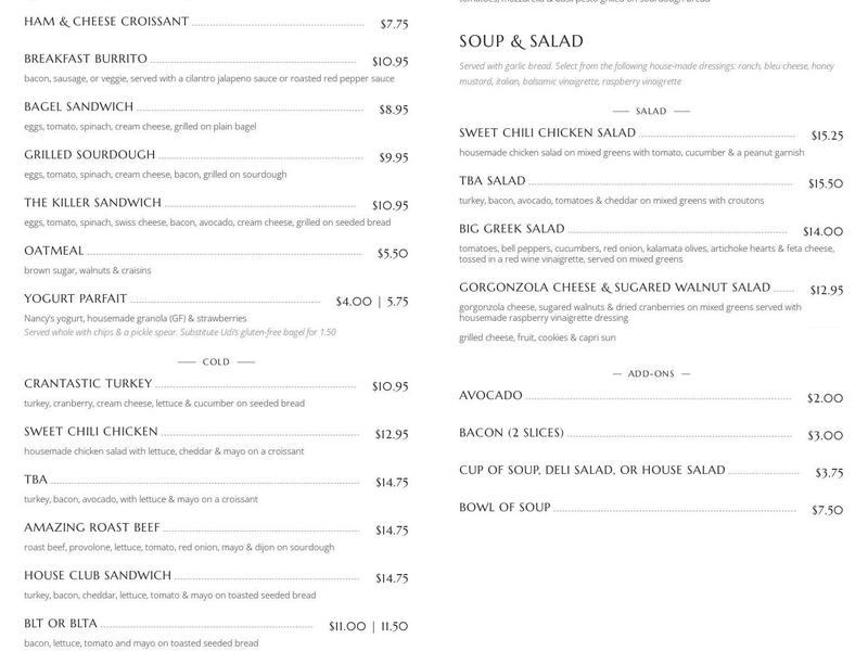 Max Porter's Menu