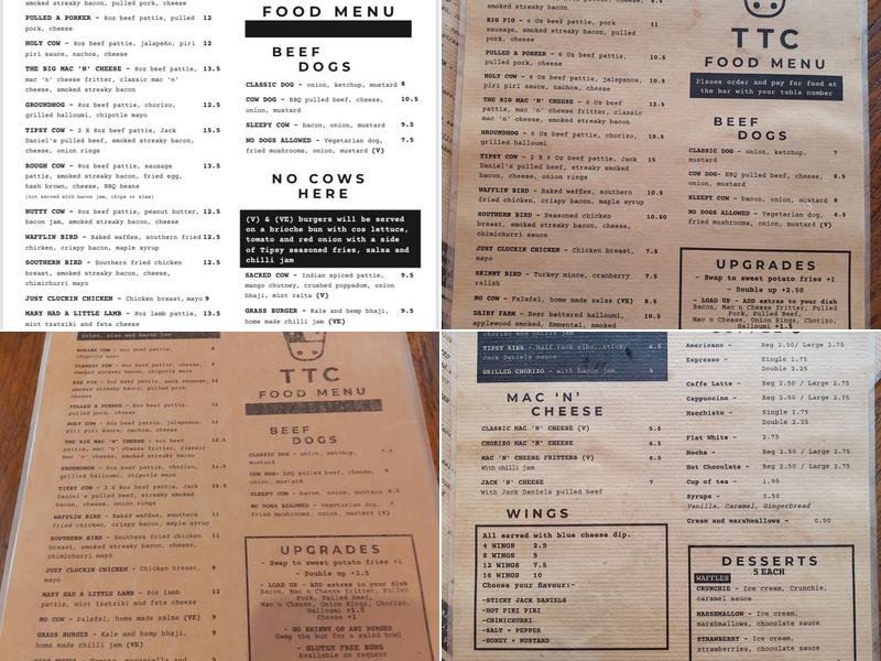 The Tipsy Cow Menu