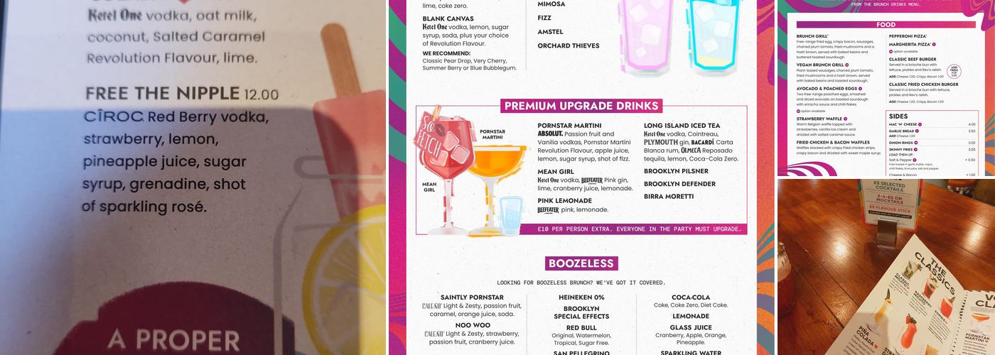 Revolution Liverpool - Albert Dock Menu