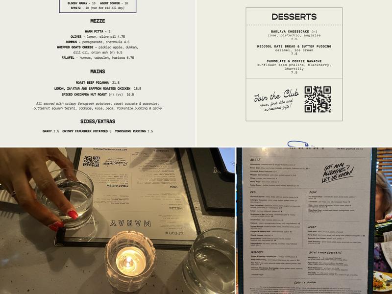 Maray Albert Dock Menu