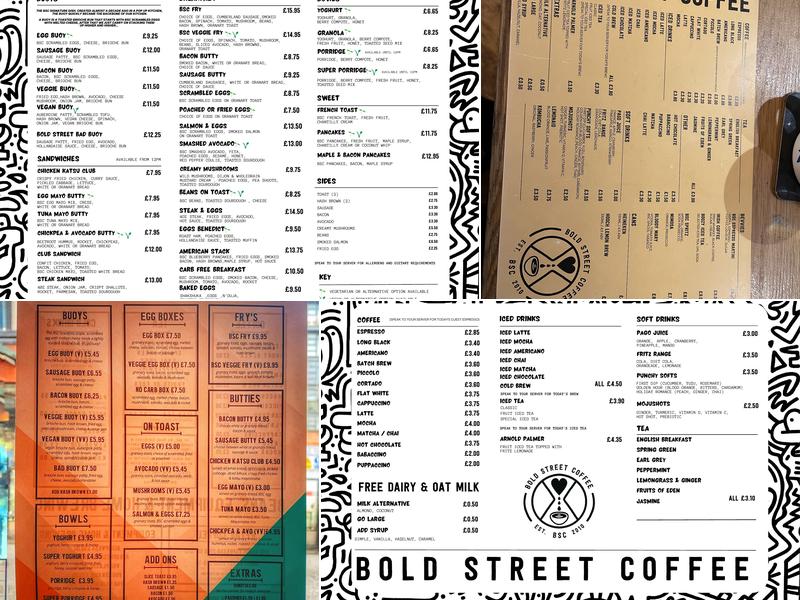 Bold Street Coffee Menu