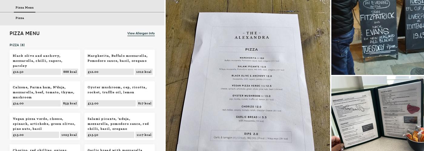 The Alexandra Menu