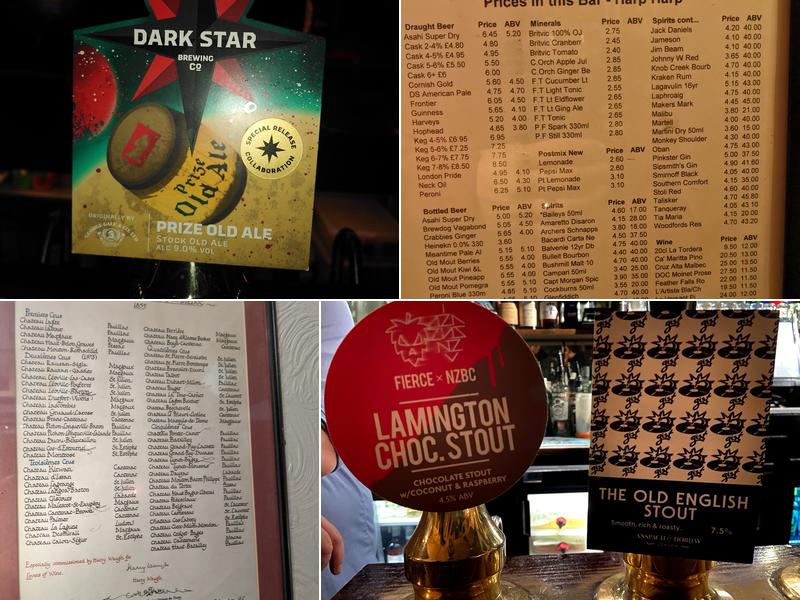 The Harp, Covent Garden Menu