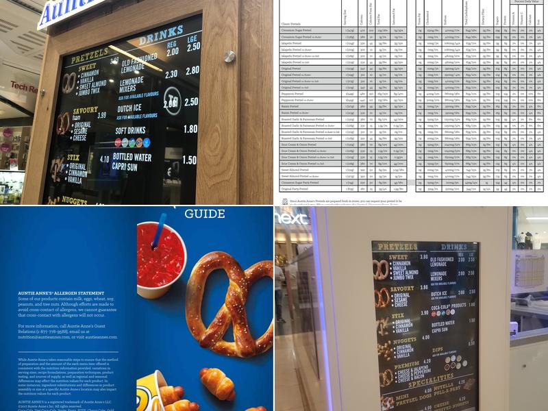 Auntie Anne's Menu