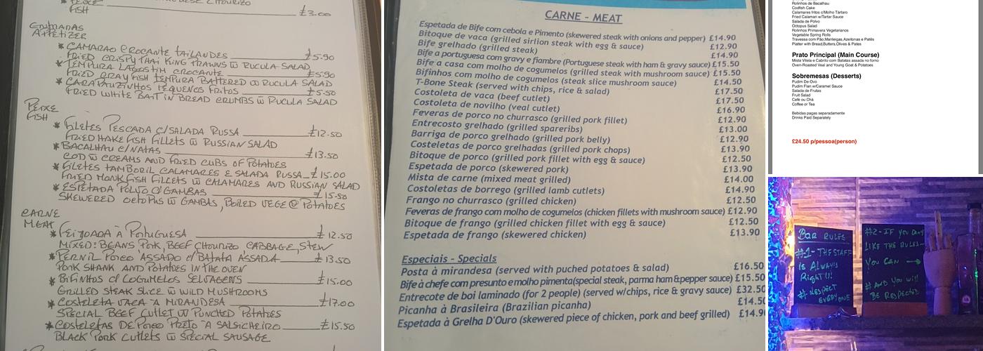 Grelha D'Ouro Cafe-Bar Menu